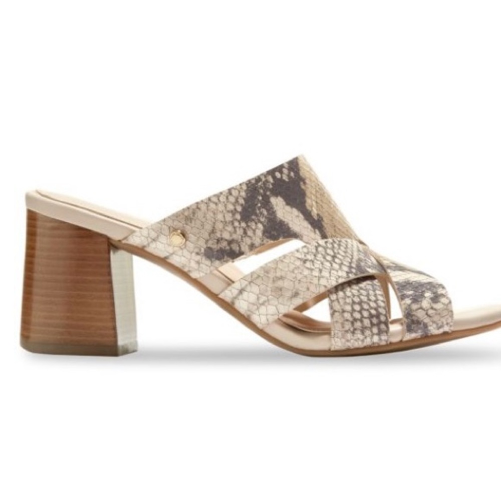 Cole Haan Jodie Snakeskin Embossed Leather Mule Sandal  Block Heel Size 10